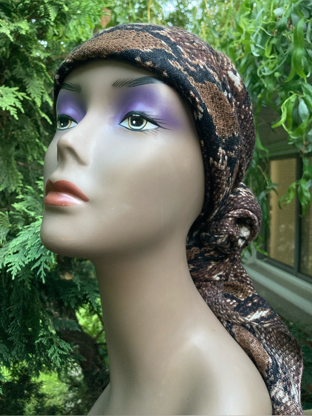 Vintage Danier Snakeskin Print Scarf - Mid 2000s - Rich Brown